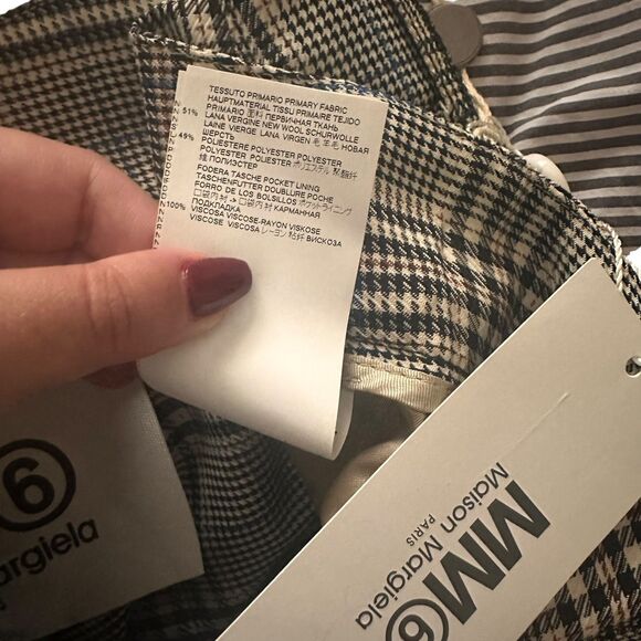 MM6 MAISON MARGIELA Plaid Wide Leg Cropped Wool Trouser‎ NWT Sz46 (US10) - Picture 6 of 6